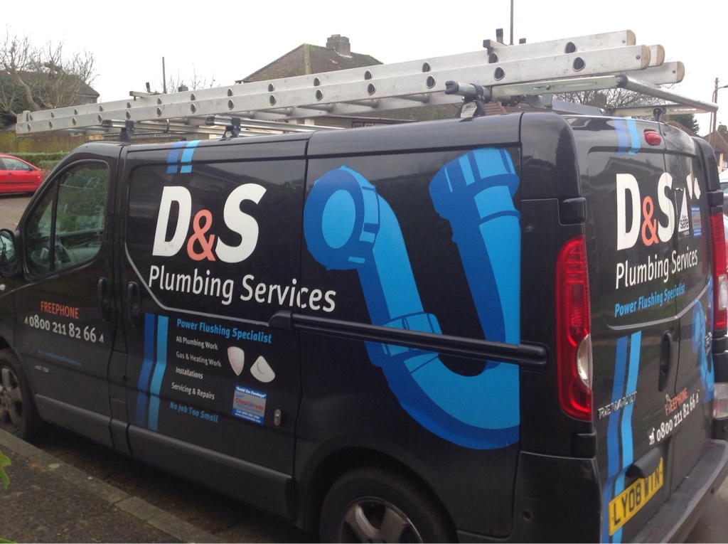 Van with D & S Plumbing branding
